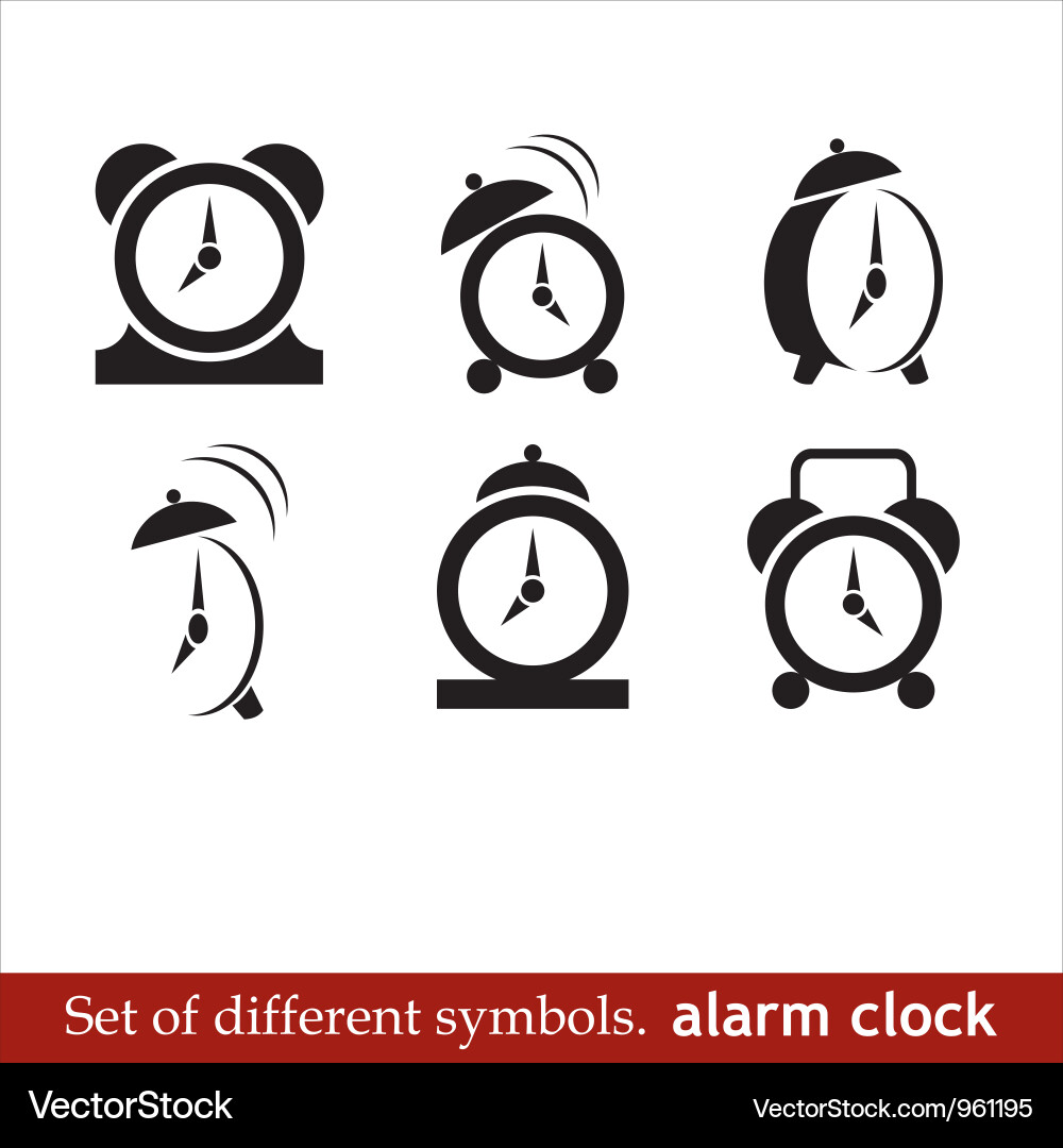 Black Alarm Clock Icons Set Vector Image