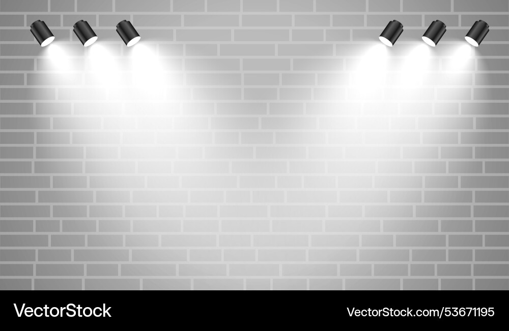 Brick wall background with realistic bright focus Vector Image