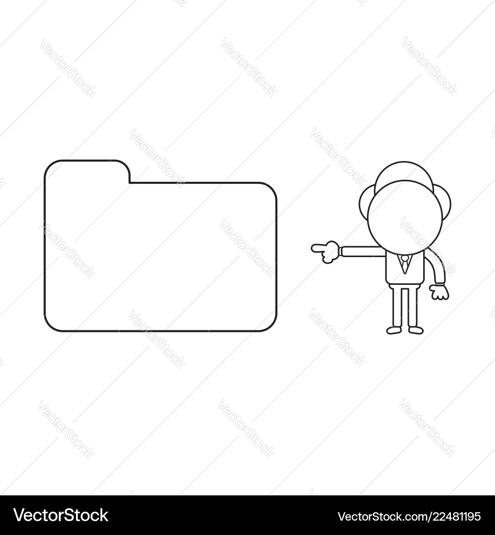 Businessman character pointing closed file folder Businessman character pointing closed file folder vector image