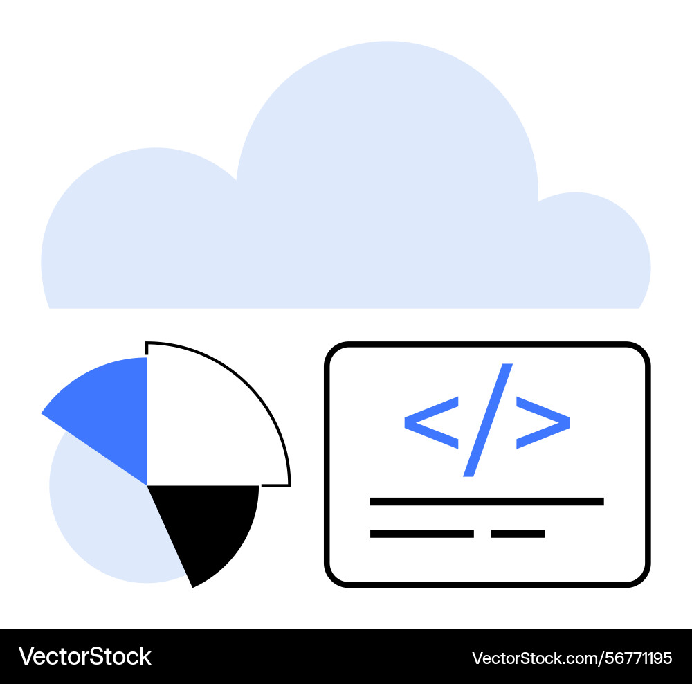 Cloud computing with data analytics and coding Cloud computing with data analytics and coding vector image