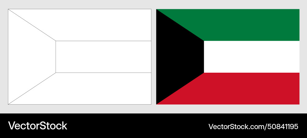Coloring flag set of kuwait Royalty Free Vector Image