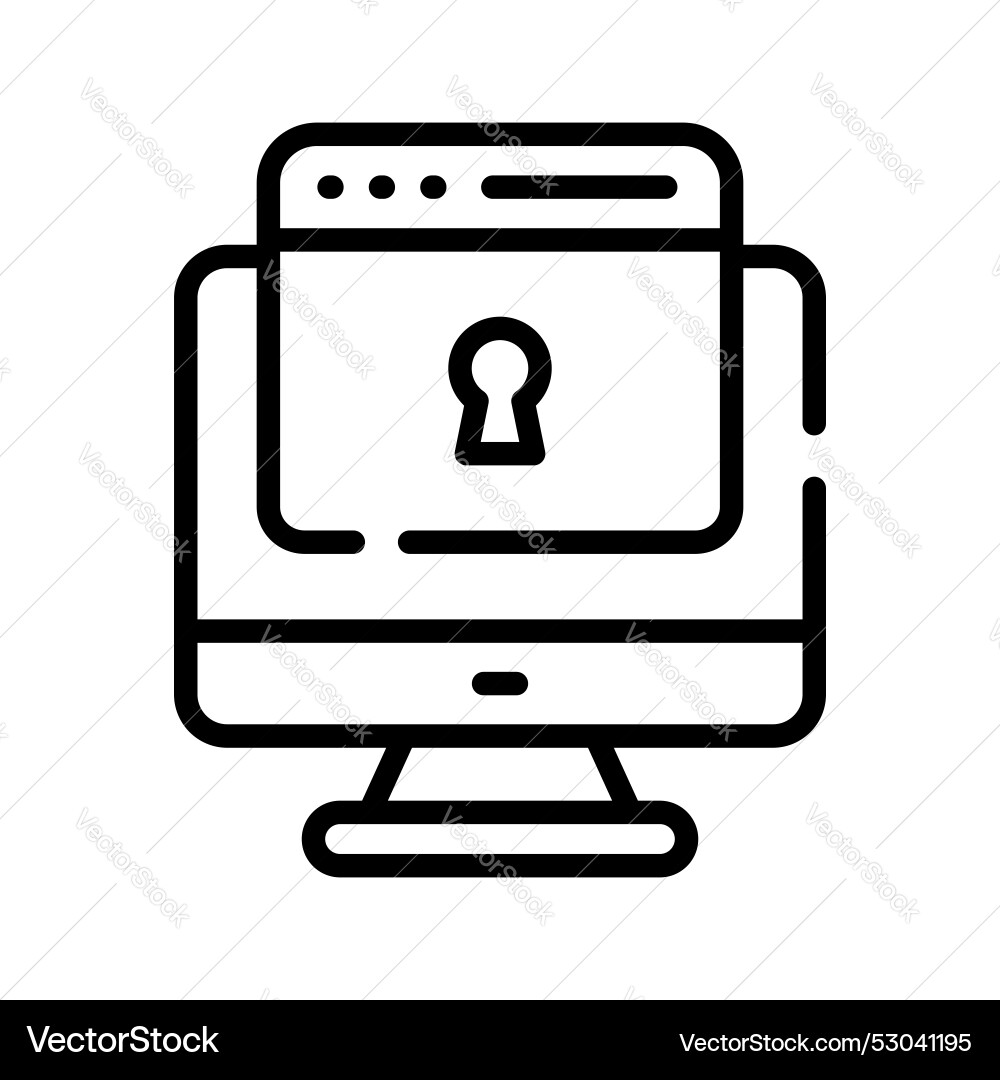 Computer web with lock security concept vector image