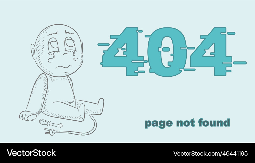 Error 404 page not found contour of a small chibi Vector Image