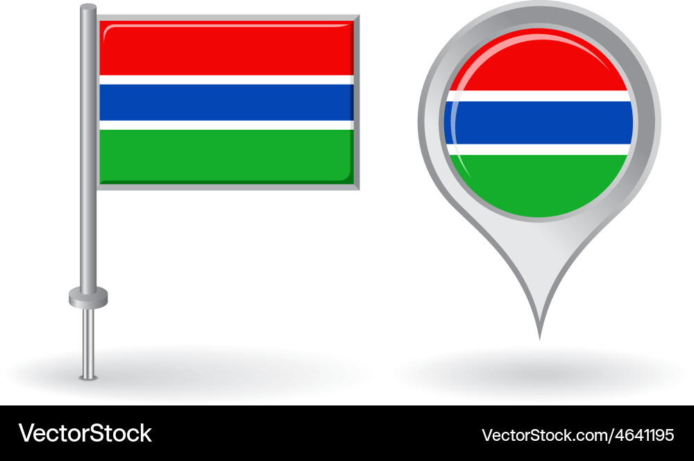 Gambian Flag Pin &amp Map Pointer vektorbild