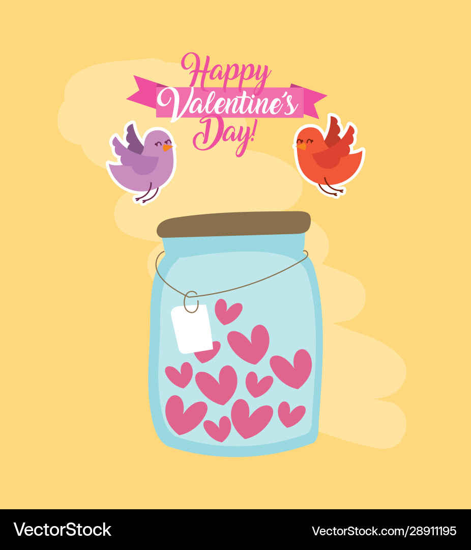 Happy valentines day card with mason jar Happy valentines day card with mason jar vector image