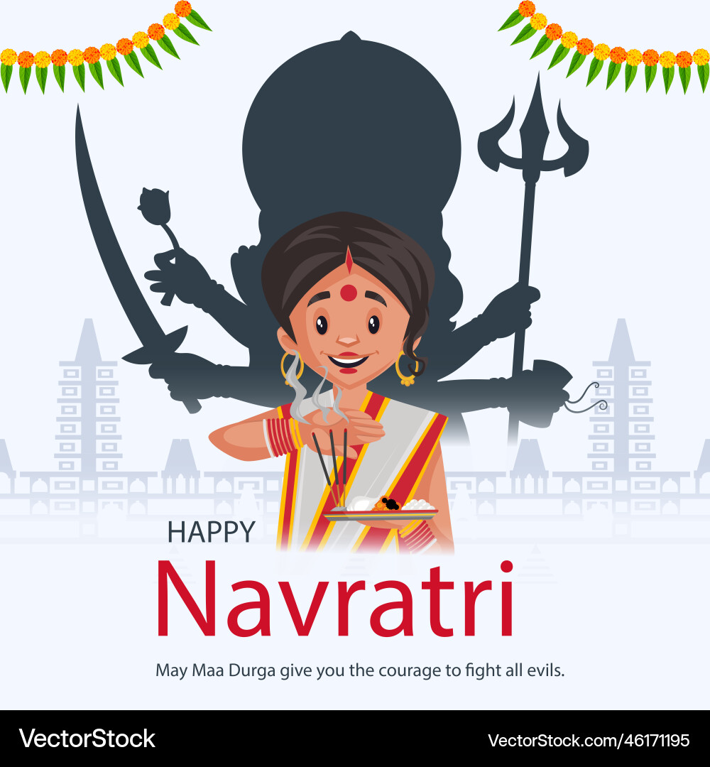 Indian hindu festival happy navratri banner Indian hindu festival happy navratri banner Vector Image
