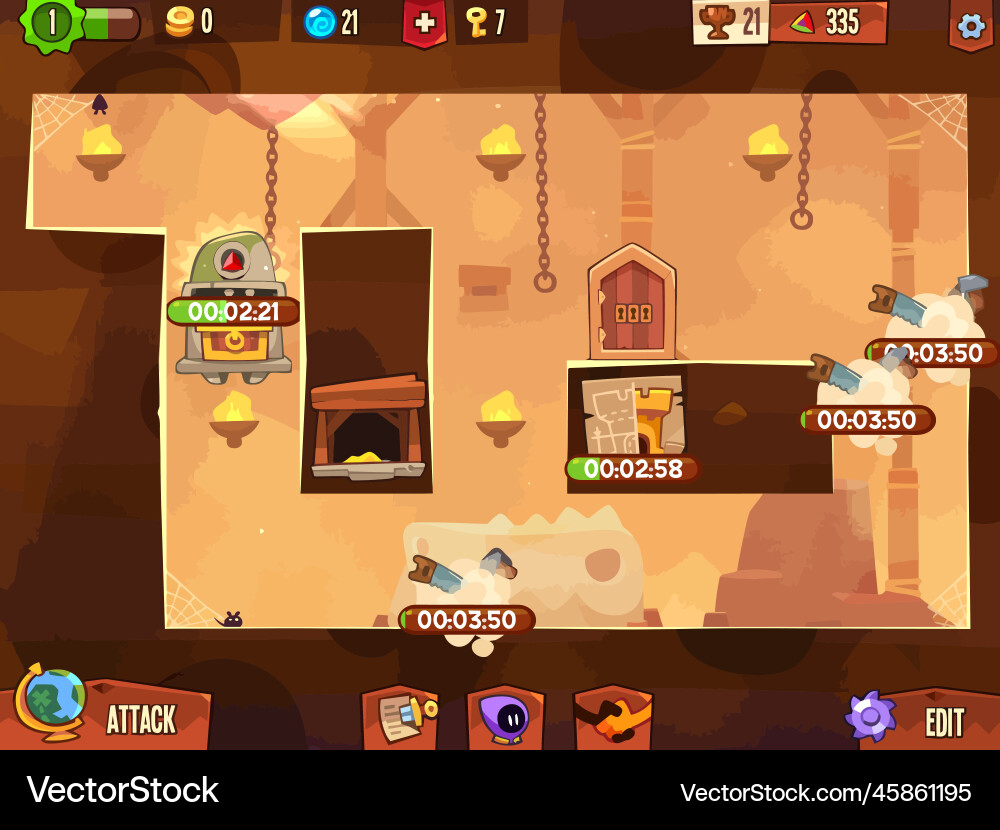 Komplettes Set von Level-Taste Spiel ui Pop-up-Symbol vektorbild
