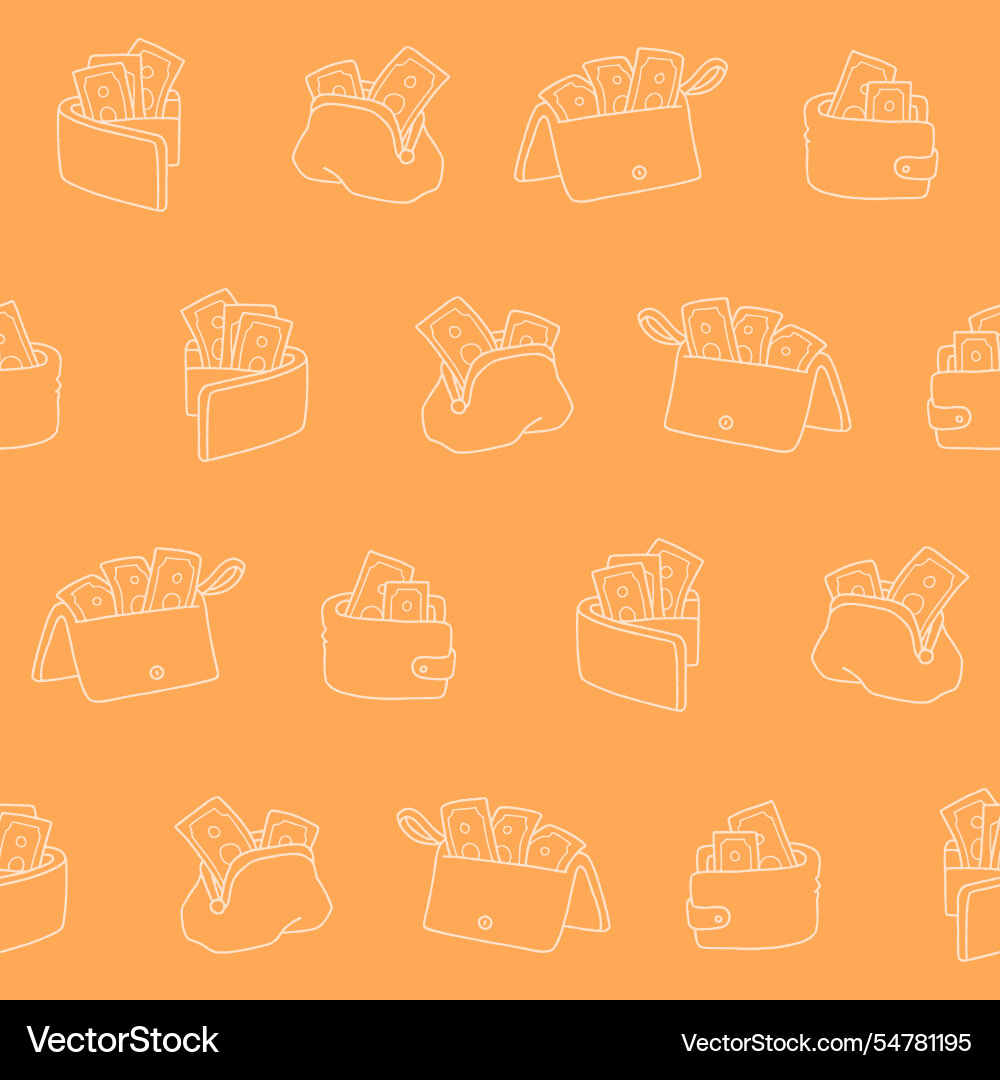 Outline collection of wallet seamless pattern Outline collection of wallet seamless pattern vector image