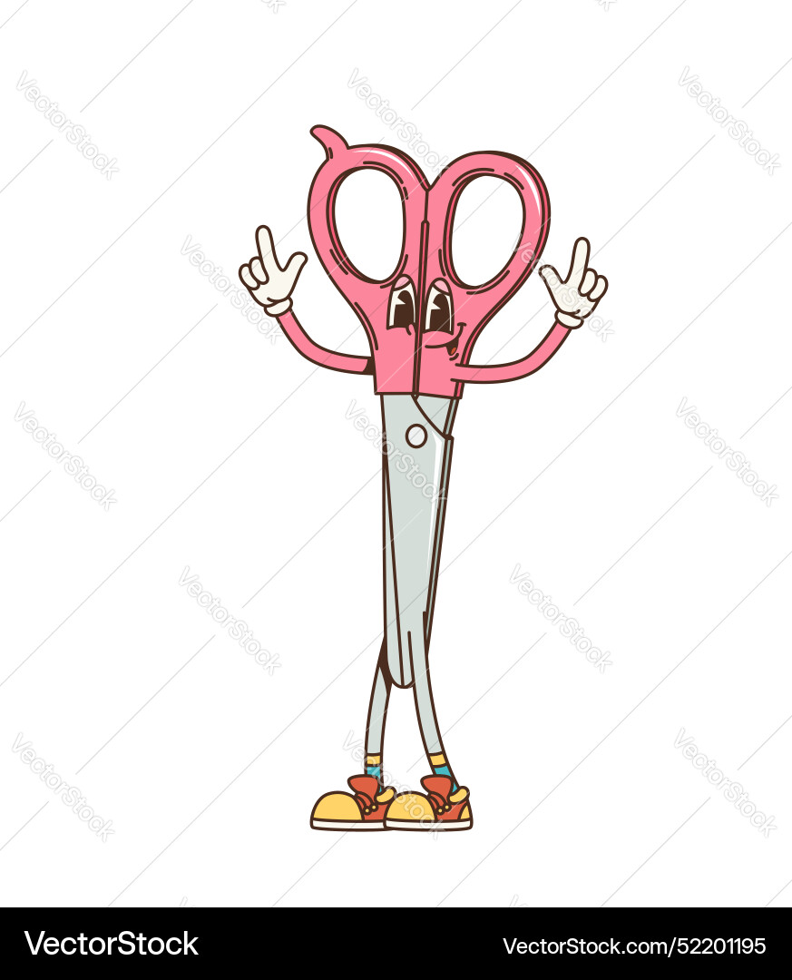 Retro Groovy Scissors Character vector image