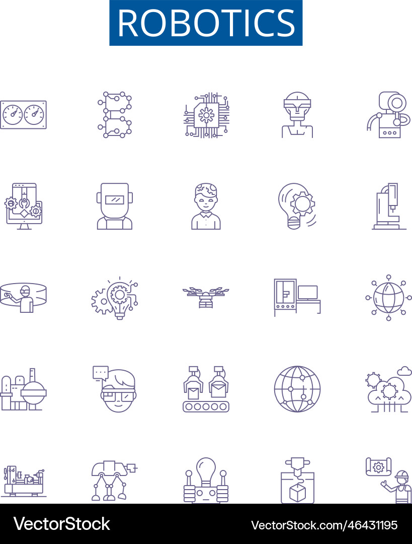 Robotics line icons signs set design collection Robotics line icons signs set design collection vector image
