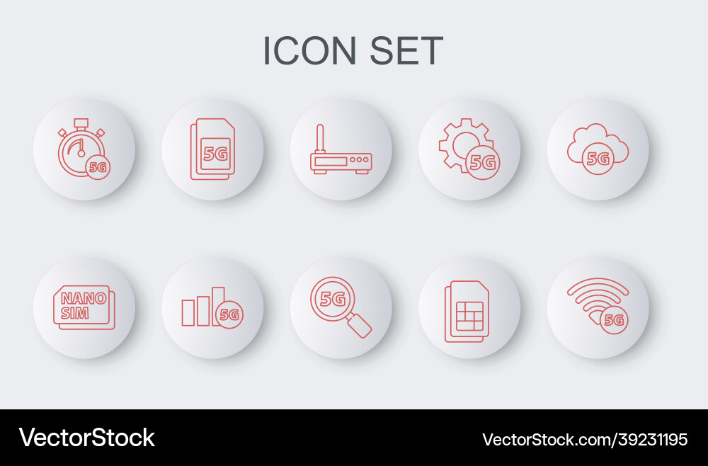 Set line 5g network nano sim card router and wi Vector Image