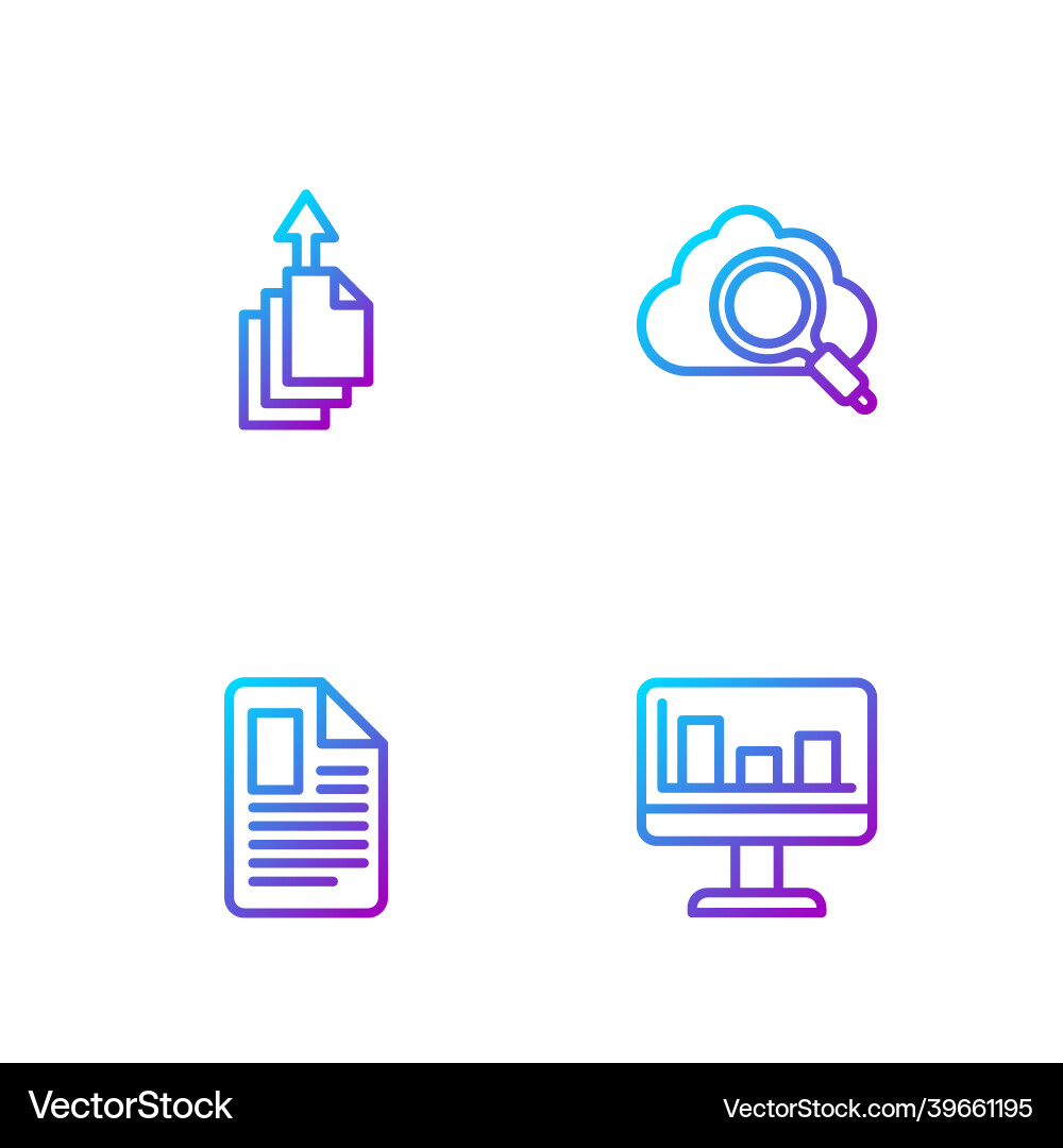 Set line monitor with graph chart file document Set line monitor with graph chart file document vector image