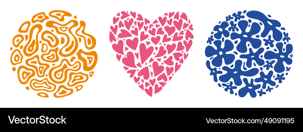 Set of abstract shapes made from small colorful Vector Image