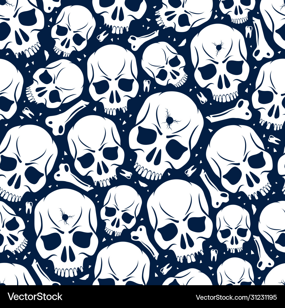 Skulls seamless pattern background with crazy Skulls seamless pattern background with crazy vector image