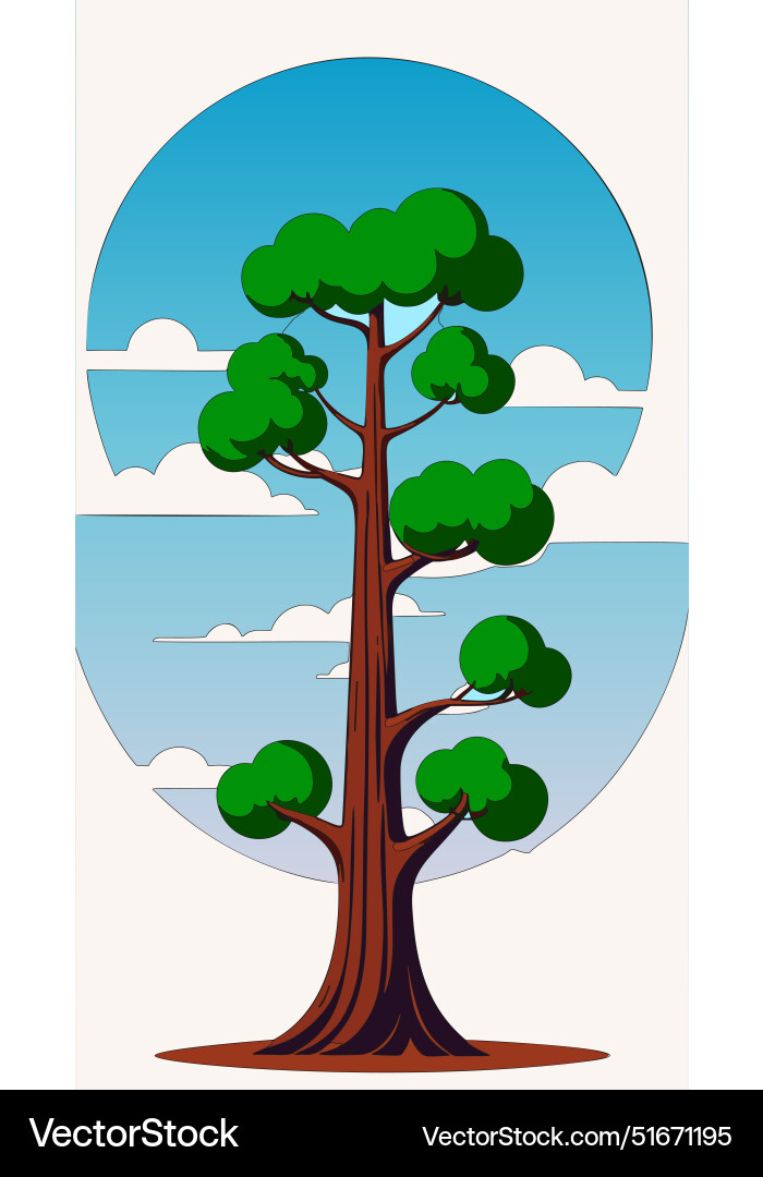 Tree with a sky background and clouds Tree with a sky background and clouds Vector Image