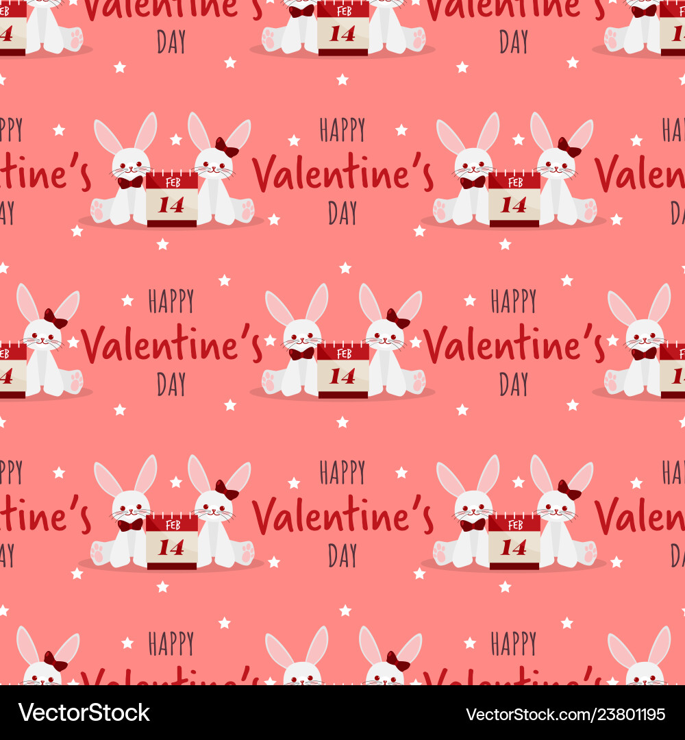 Valentines day seamless pattern with cute rabbits Valentines day seamless pattern with cute rabbits vector image
