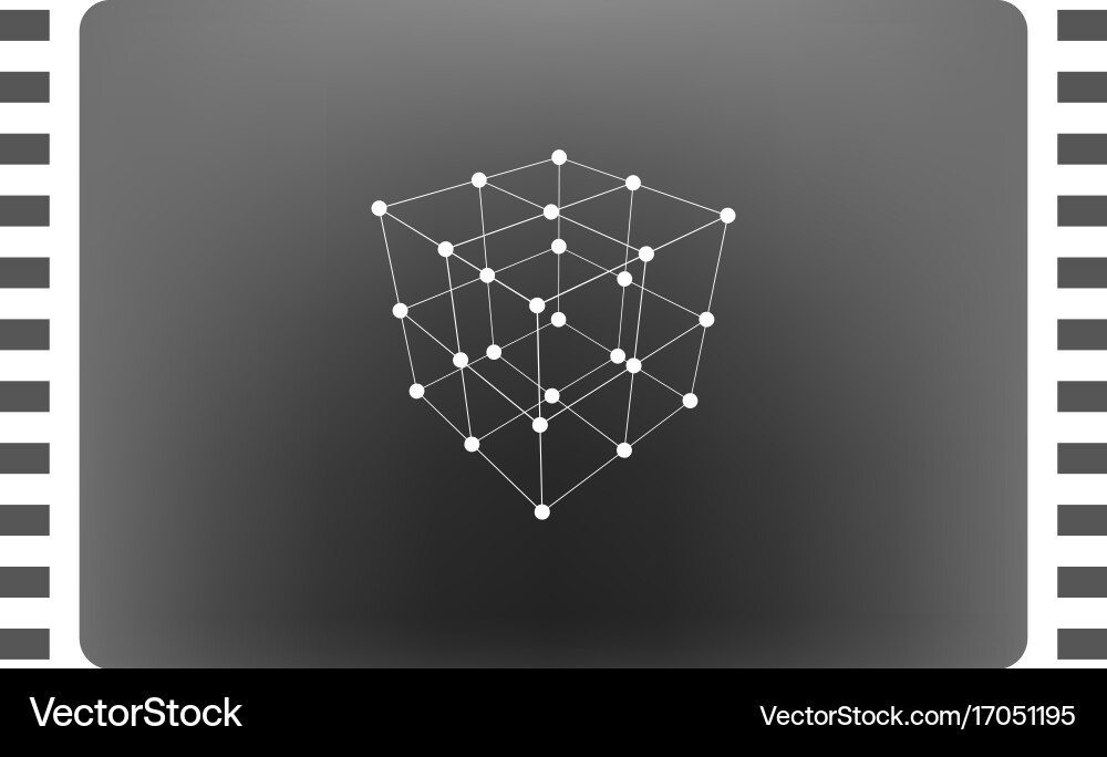 Wire frame polygonal element cube with lines Vector Image