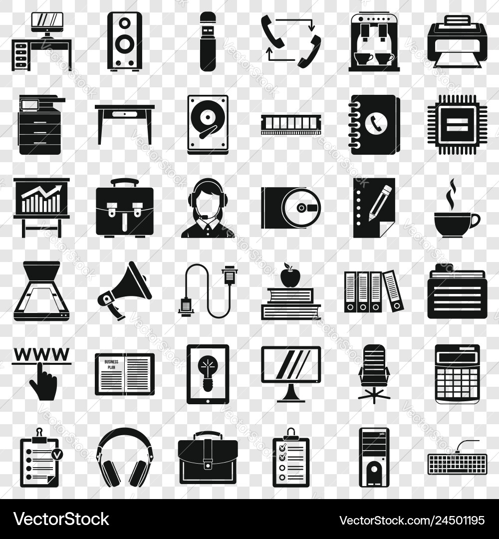 Work space icons set simple style Work space icons set simple style vector image