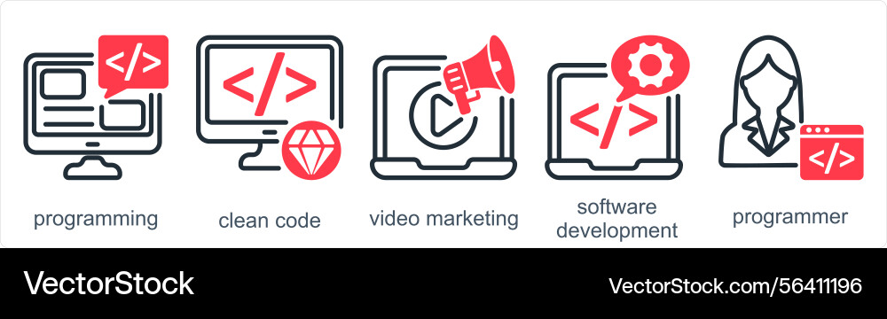 A set of 5 business icons as programming clean vector image