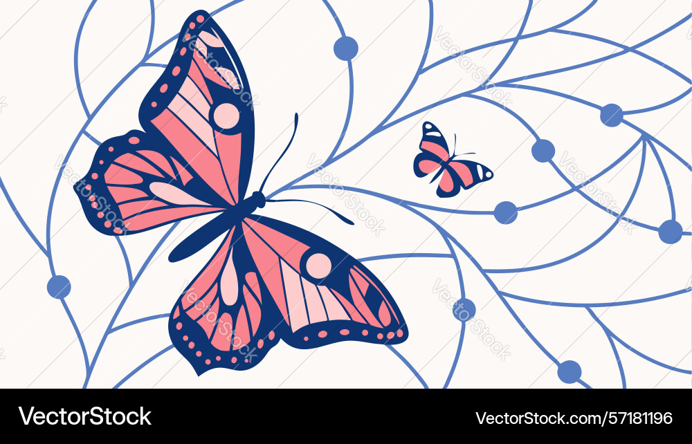 Abstract butterfly resting on connected network vector image