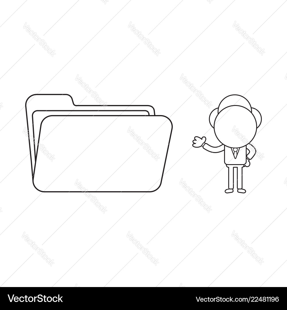 Businessman character with opened file folder Businessman character with opened file folder vector image