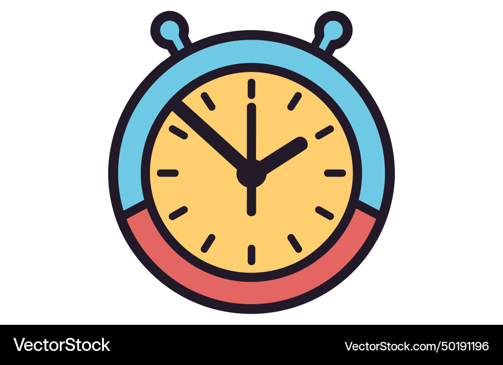 Clock icon in flat style timer on color background Clock icon in flat style timer on color background vector image