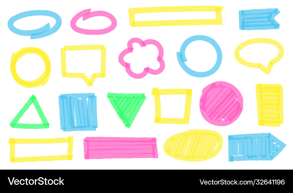 Colorful Geometric Marker Frames Vector Image
