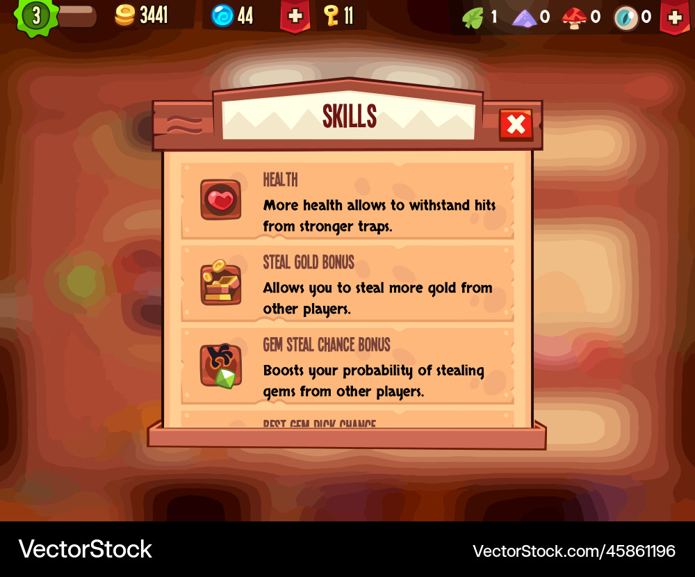 Complete set of level button game ui pop-up icon vector image