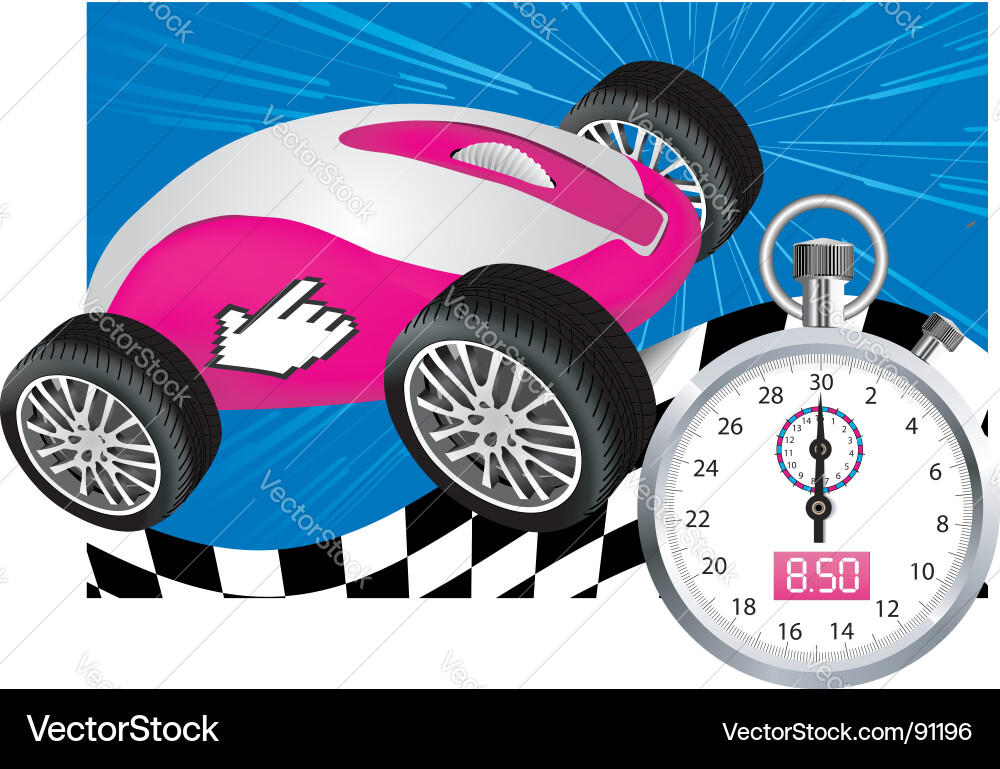 Computer mouse and stopwatch vector image