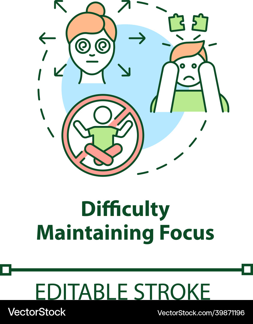 Difficulty maintaining focus concept icon Difficulty maintaining focus concept icon vector image