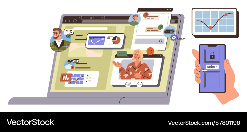 Digital collaboration and data analysis Vector Image