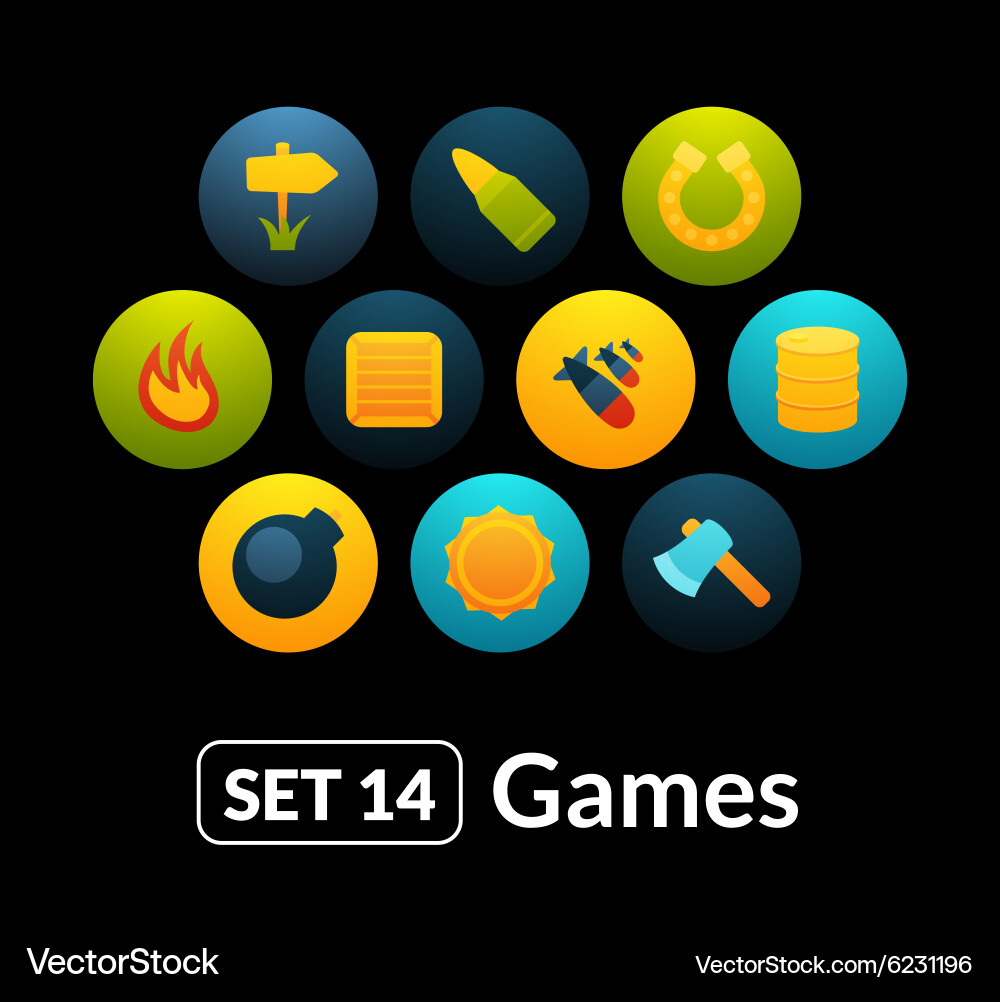 Flat icons set 14 - game collection Vector Image