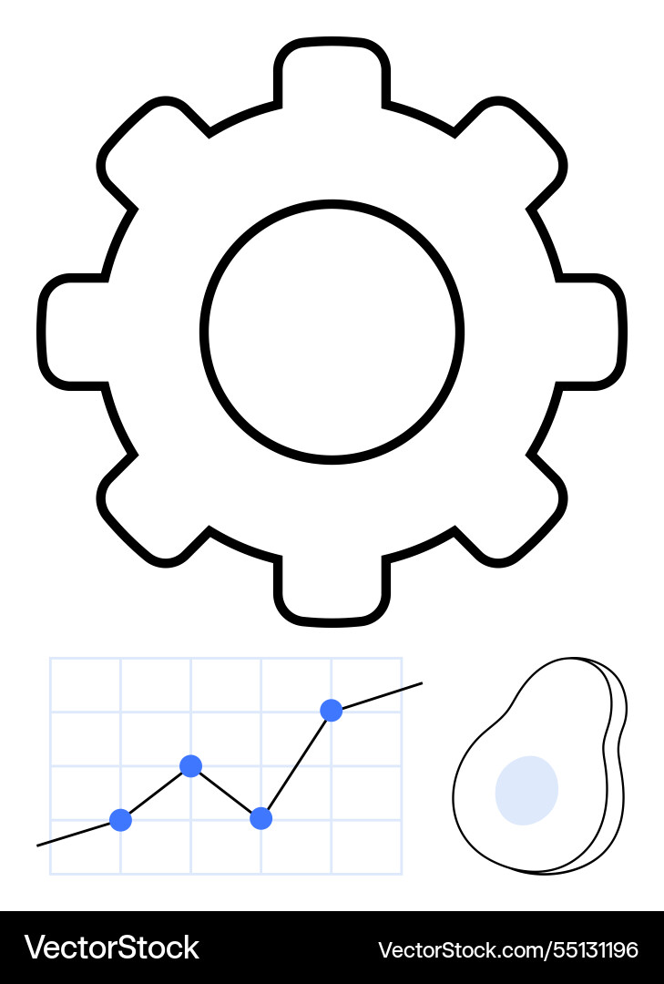 Gear with line graph and abstract shape Vector Image