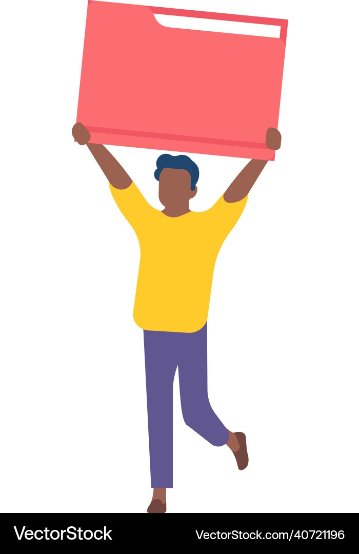 Guy carrying giant document folder man with file vector image