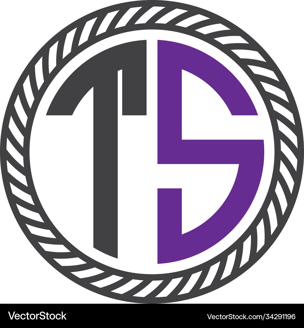 Initial letter ts circle shape monogram simple vector image