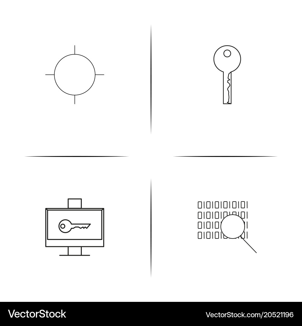 Internet security simple linear icons set vector image