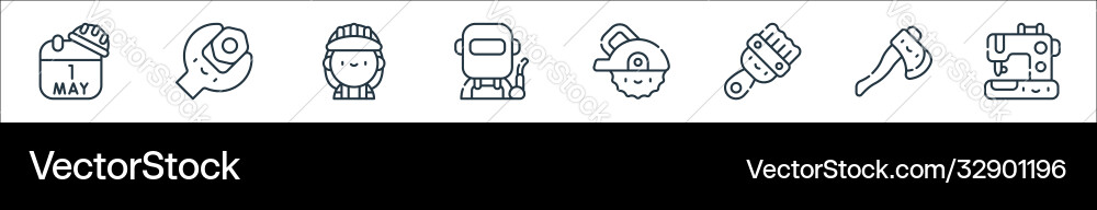 Labour day line icons linear set quality Labour day line icons linear set quality vector image