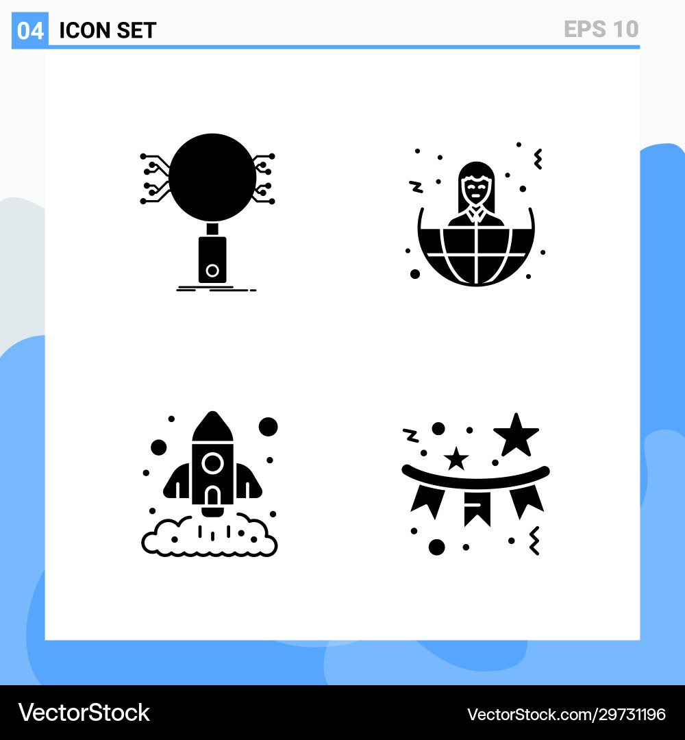 Modern 4 solid style icons glyph symbols Modern 4 solid style icons glyph symbols vector image