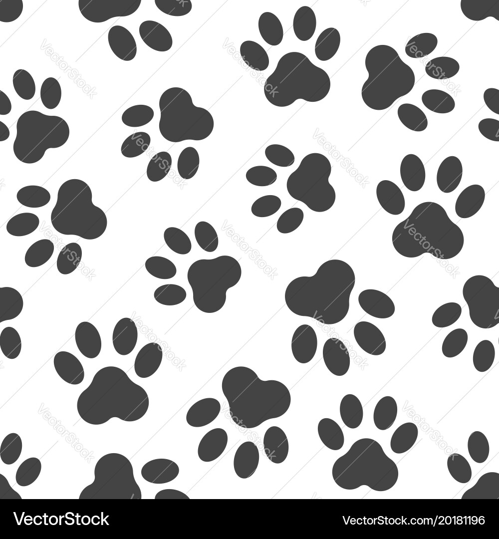 Paw print icon seamless pattern background vector image