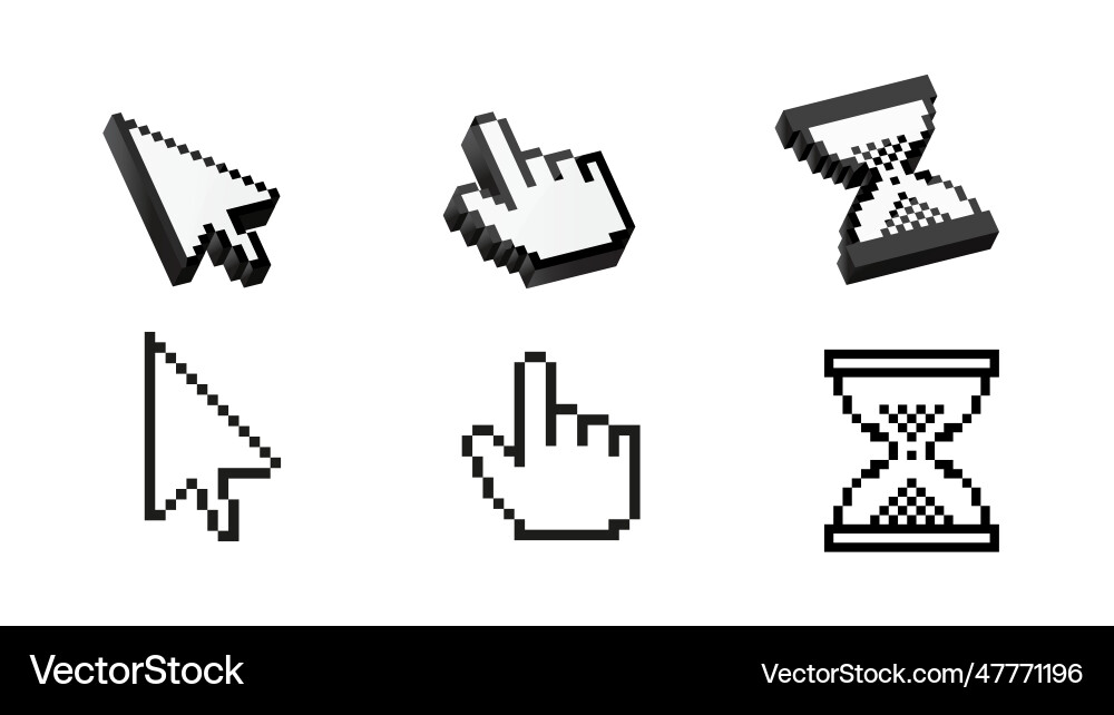 Pointer pixel cursor arrow finger vector image