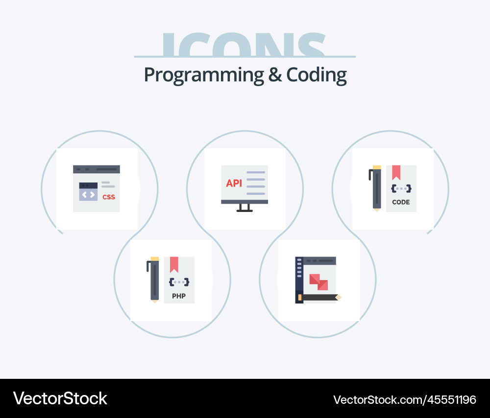 Programmierung und Kodierung von flachem Iconpack 5 vektorbild