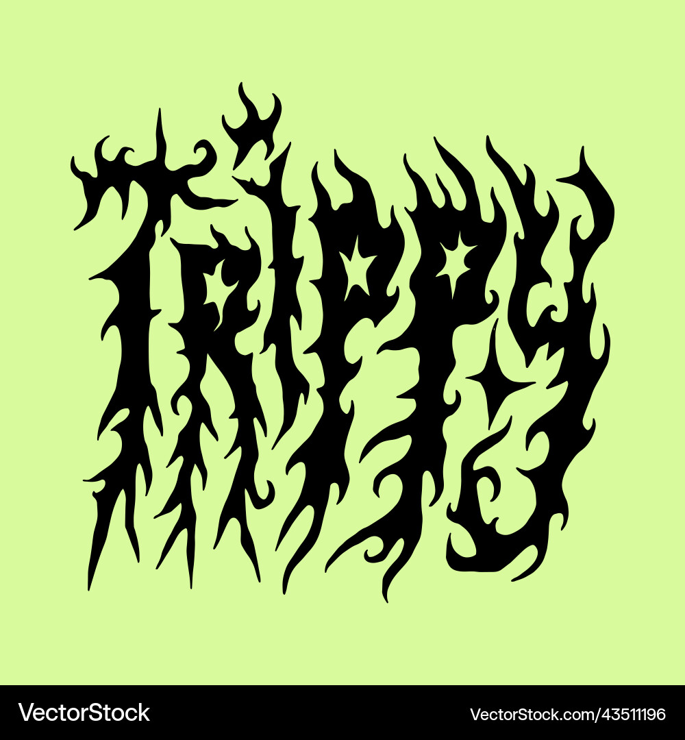 Psychedelic Flame Text Kunst Vektorbild