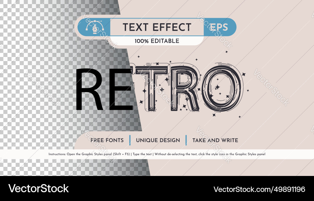 Retro Star Text Effect Font vector image