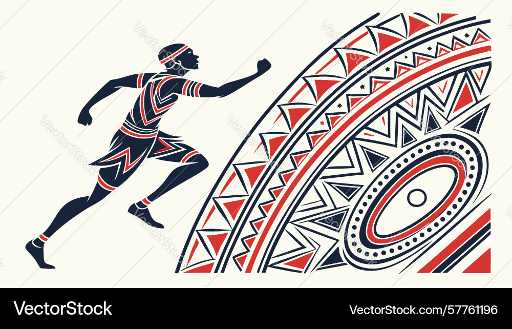 Runner on abstract geometric background dynamic Vector Image
