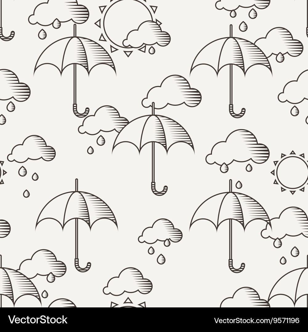 Seamless pattern with umbrellas in the rain Vector Image