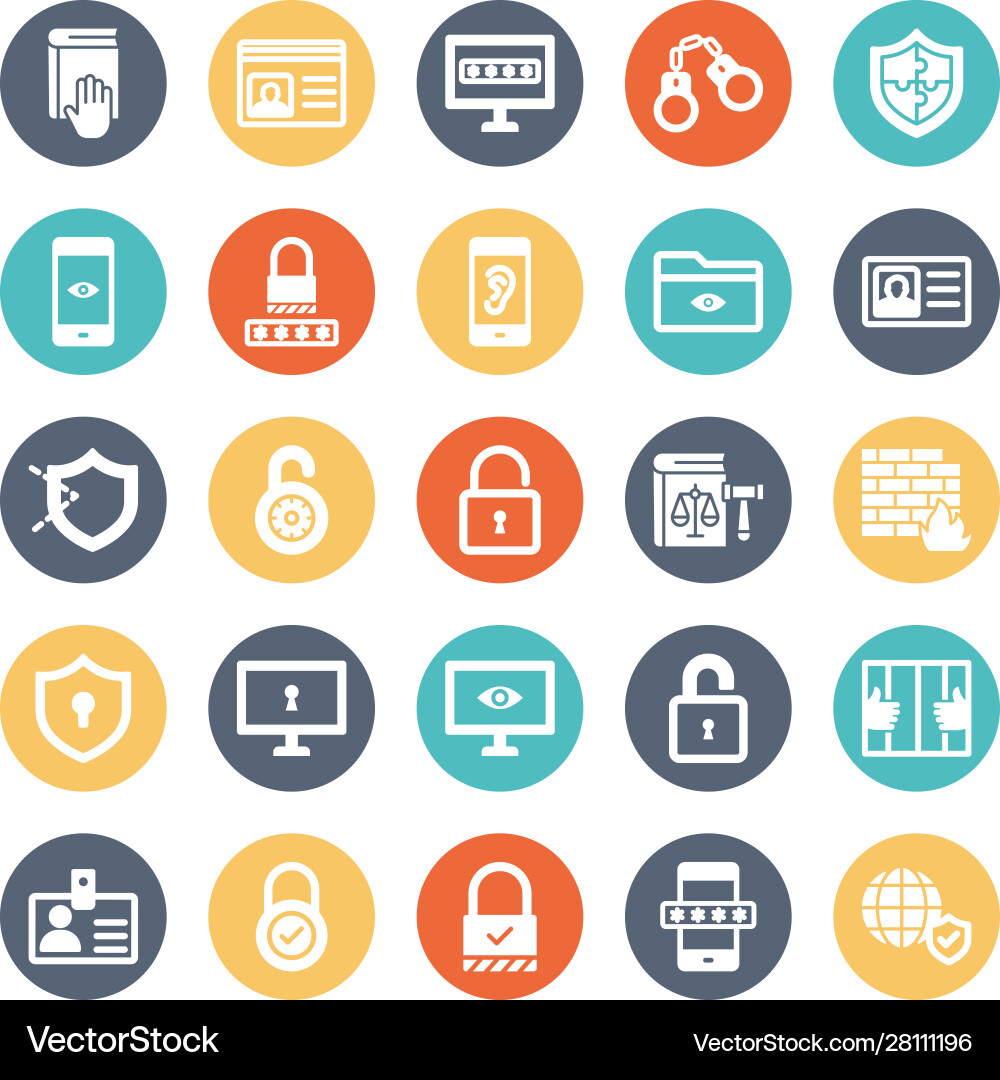 Security isolated icons set every single c Vector Image