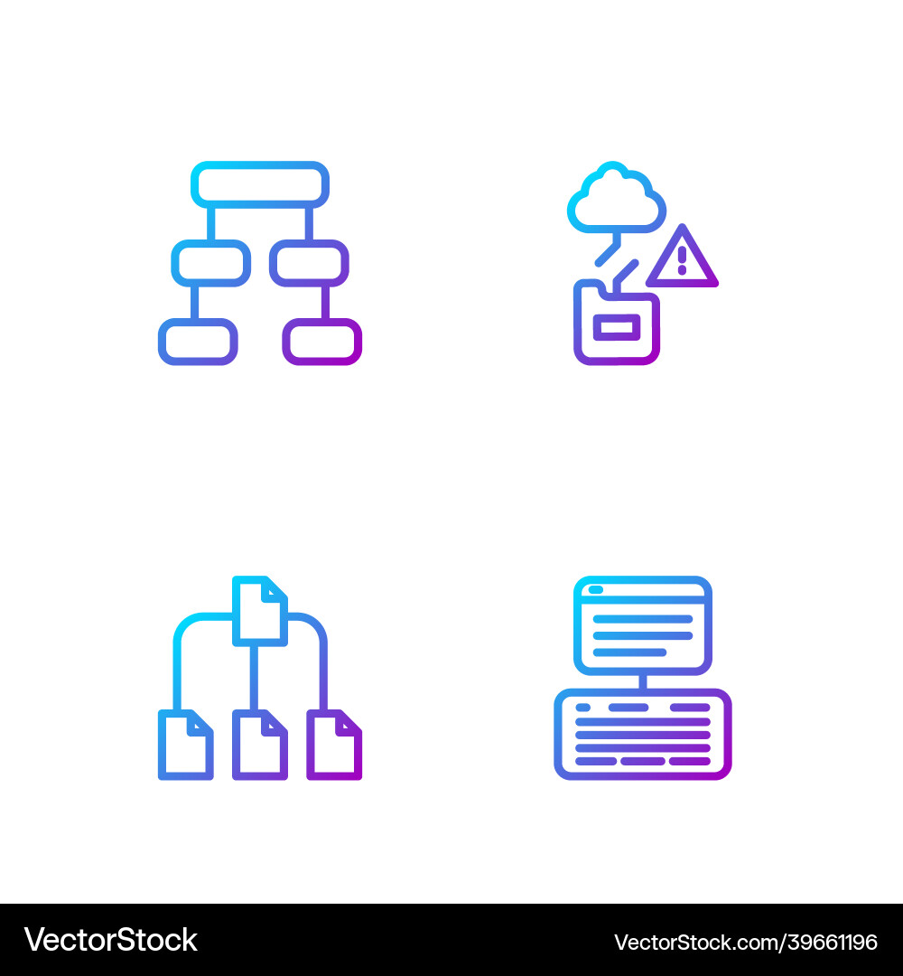 Set line server data web hosting folder tree Set line server data web hosting folder tree vector image