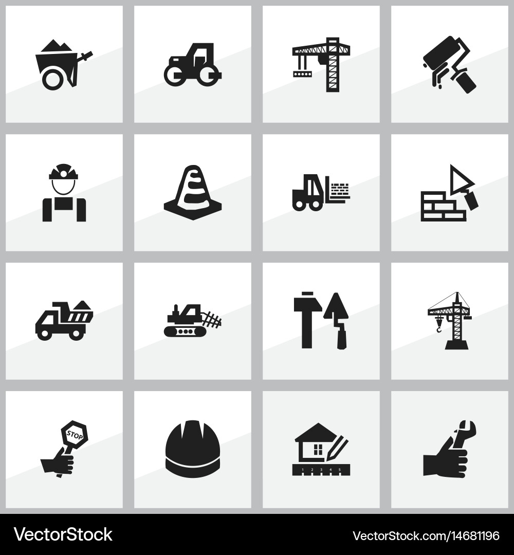 Set of 16 editable building icons includes vector image