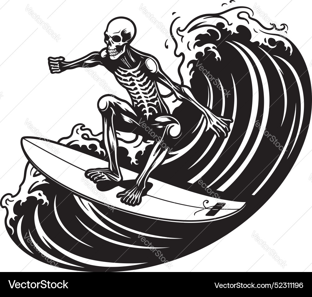 Skeleshred skeleton surfing logo design coastal Skeleshred skeleton surfing logo design coastal Vector Image