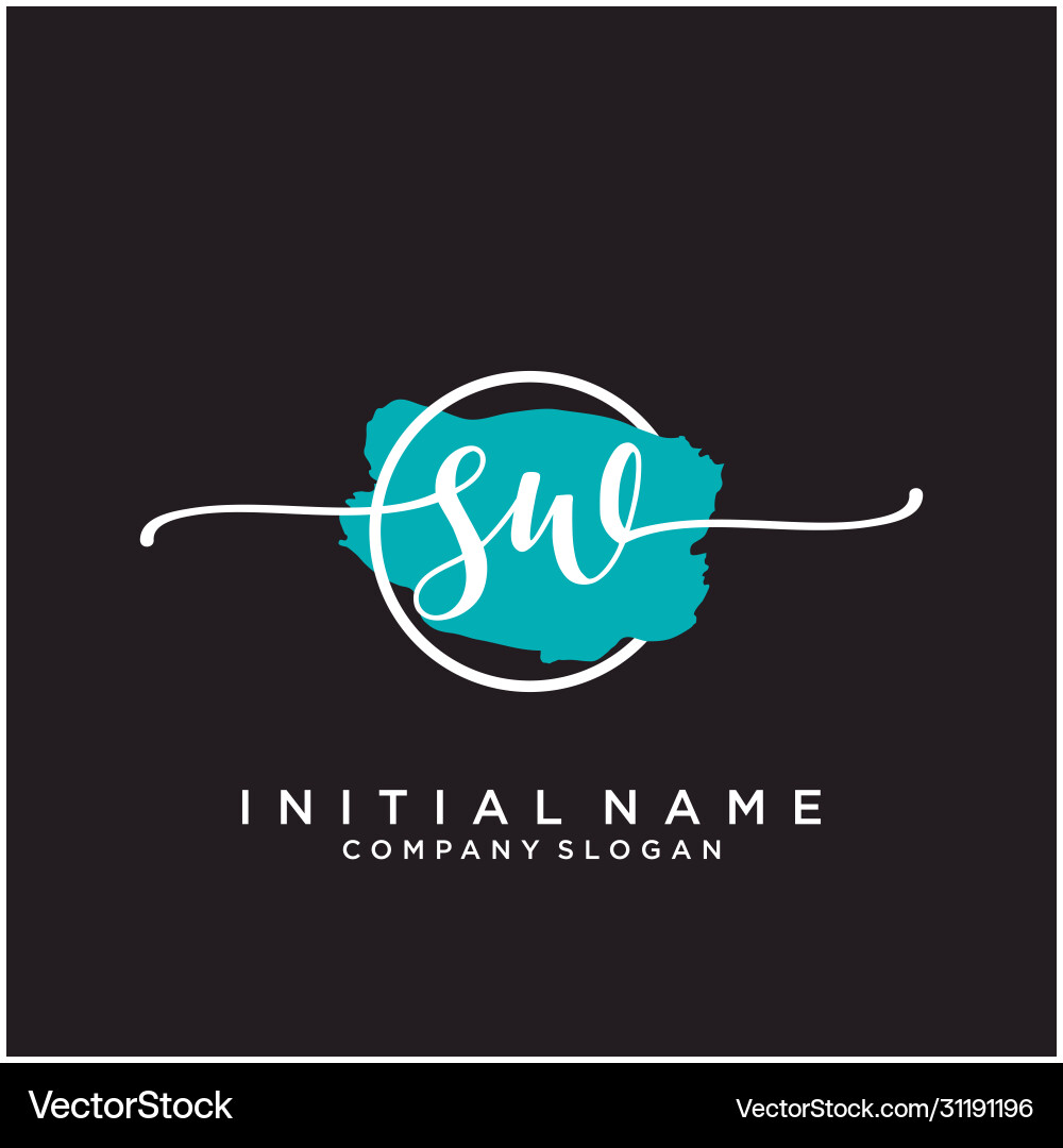 Sw Initial Brush Script Logo vector image